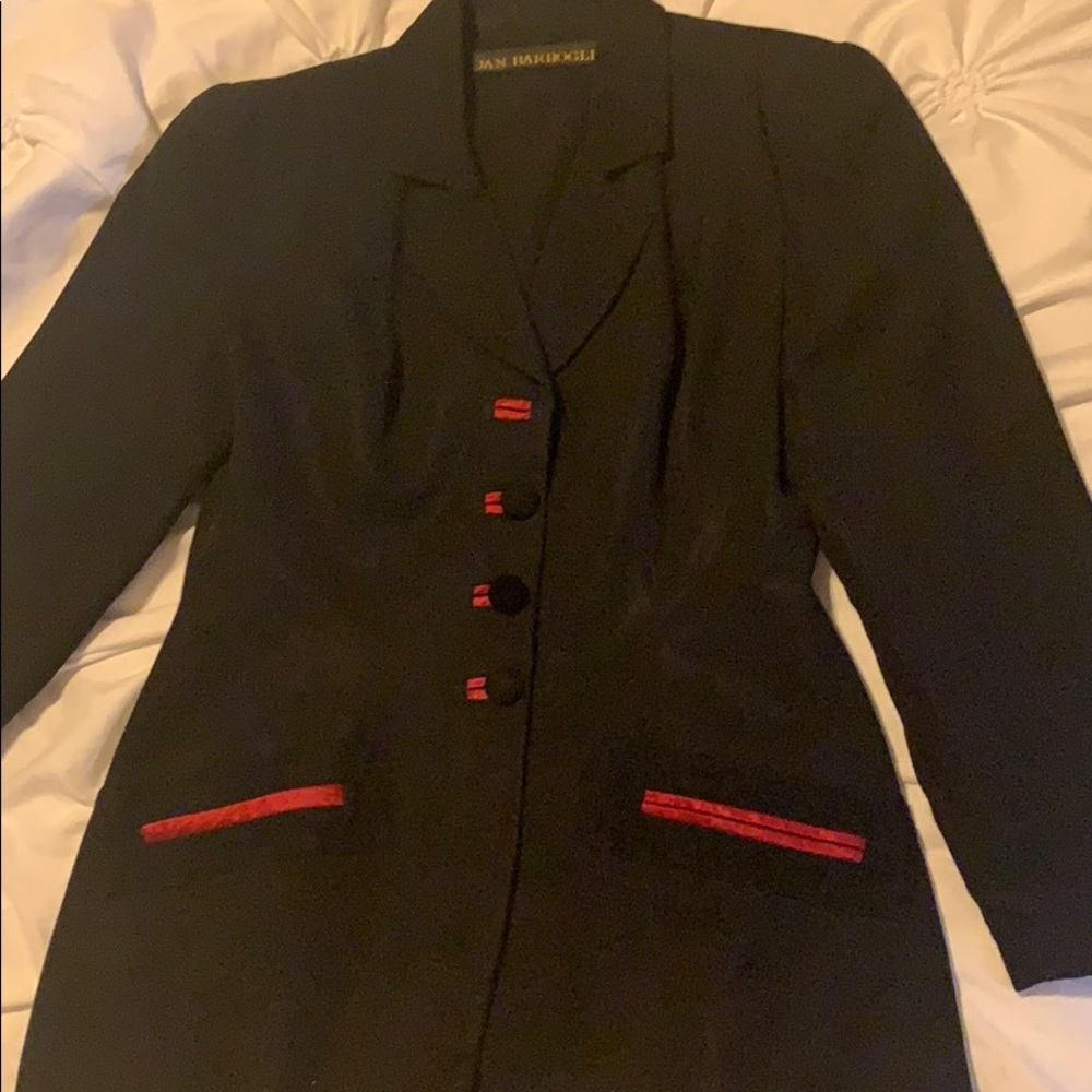 Black and red trim Jan Barboglio Jacket.